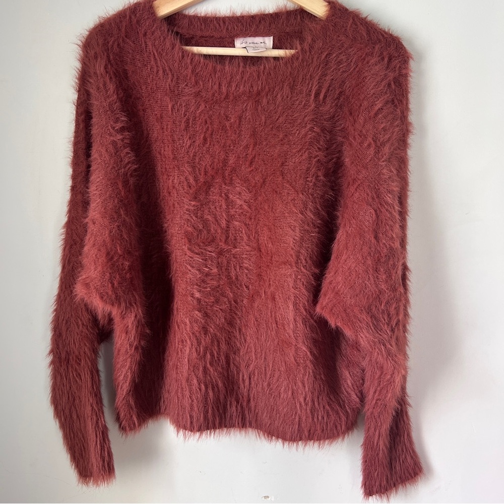 if it were me Cozy Fuzzy Sweater in Rust Small